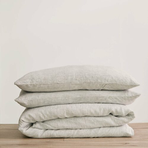 Linen Duvet Cover Set - Pinstripe